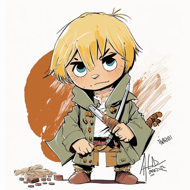 armin-arlert-art-style-of-skottie-young