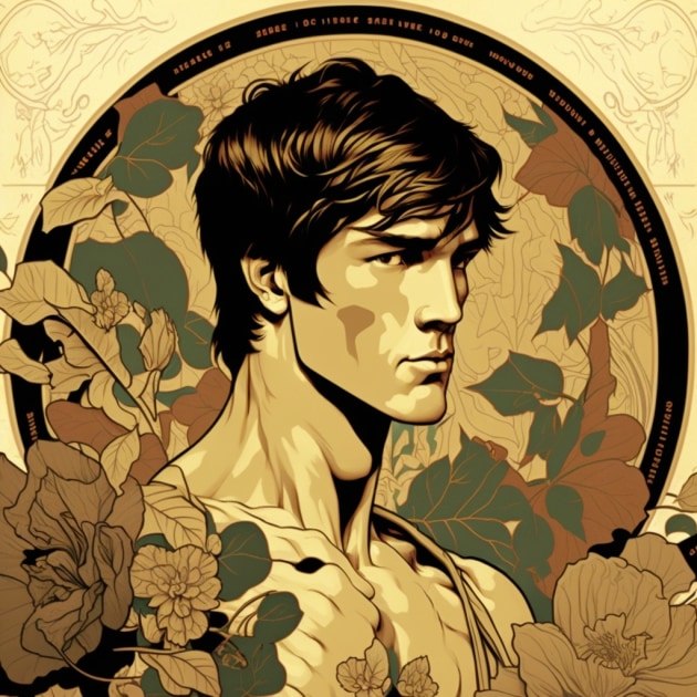 bruce-lee-art-style-of-alphonse-mucha