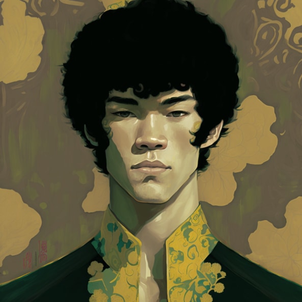 bruce-lee-art-style-of-gustav-klimt