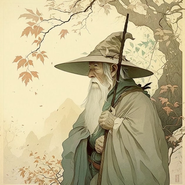 gandalf-art-style-of-ohara-koson