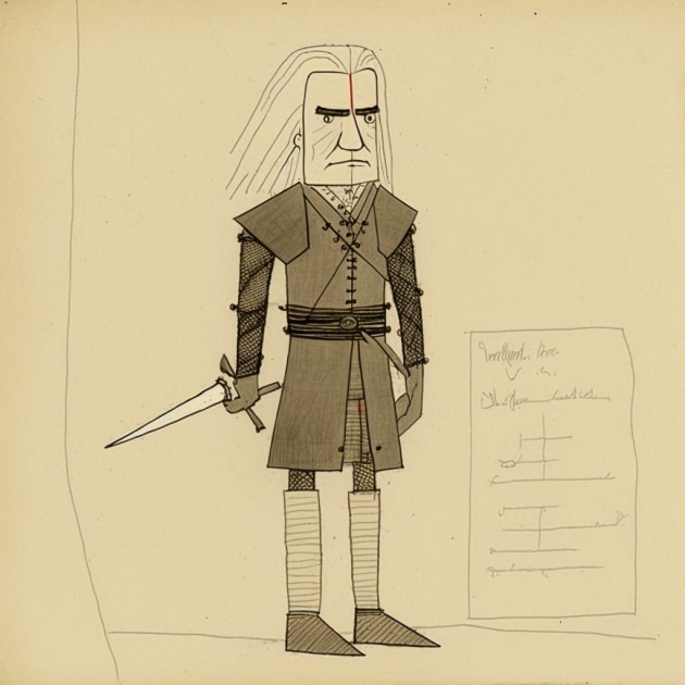 geralt-of-rivia-art-style-of-saul-steinberg