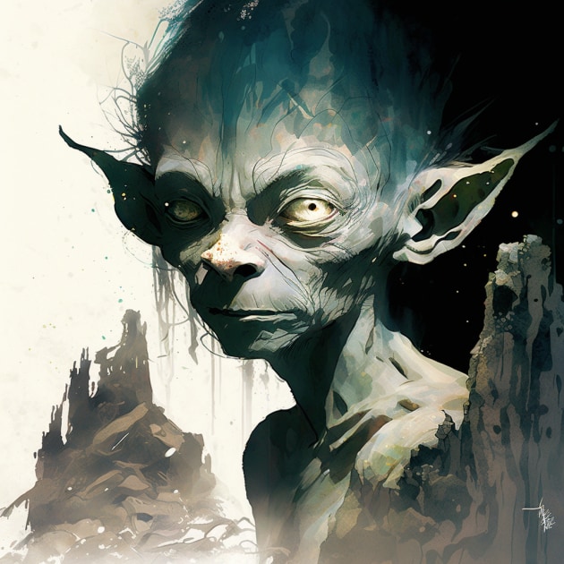 gollum-art-style-of-yoshitaka-amano