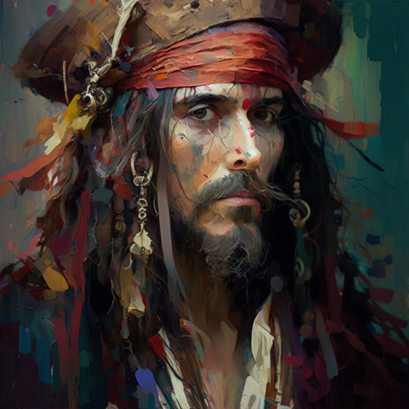 jack-sparrow-art-style-of-gustav-klimt