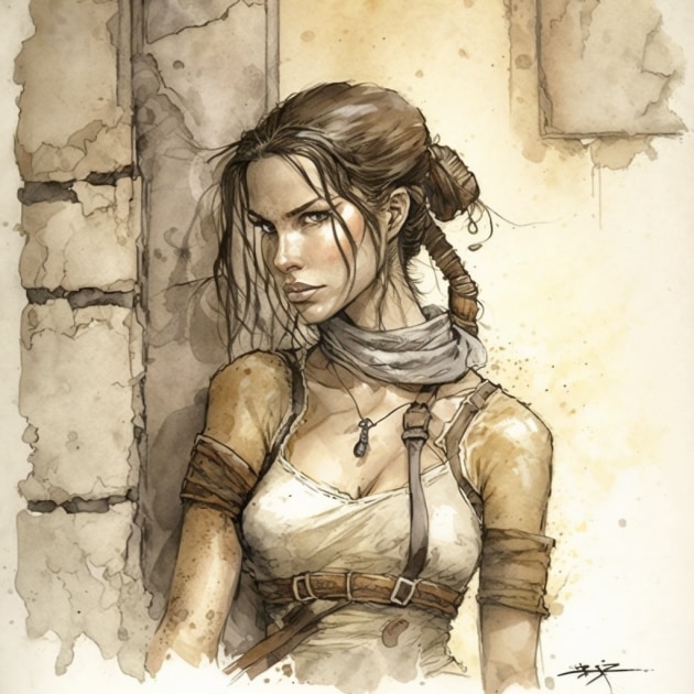 lara-croft-art-style-of-anton-pieck