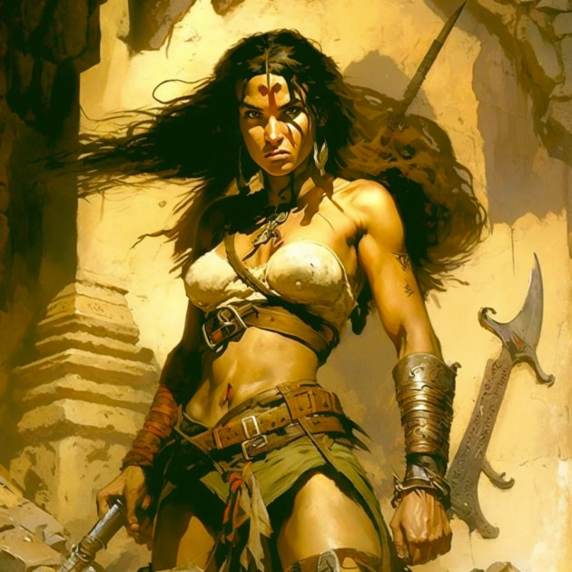 lara-croft-art-style-of-frank-frazetta