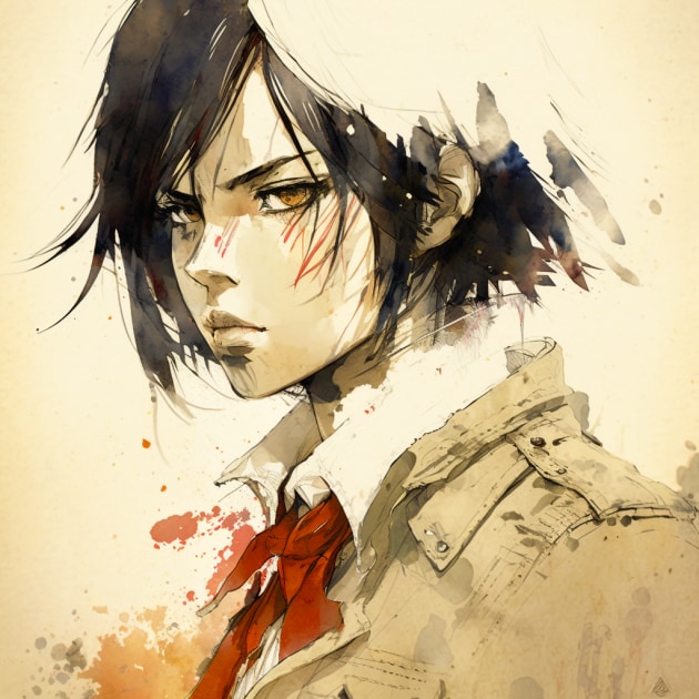 mikasa-ackerman-art-style-of-david-mack