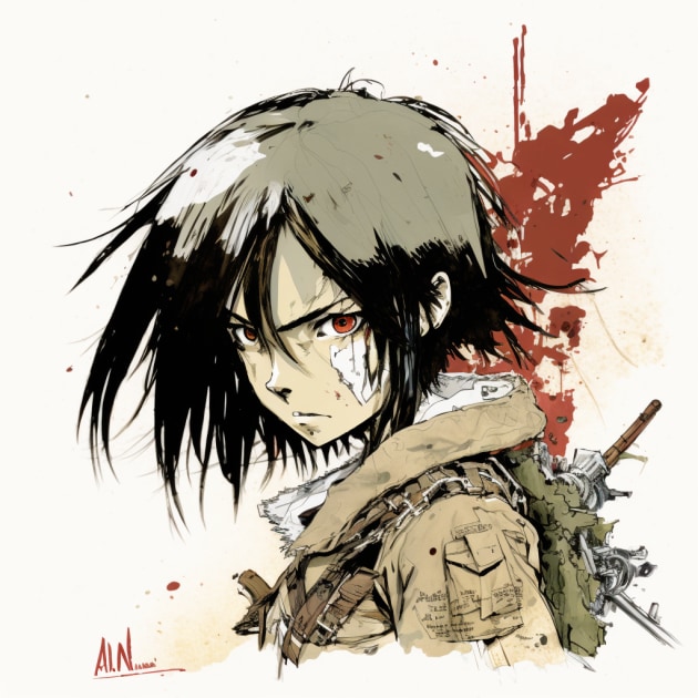 mikasa-ackerman-art-style-of-quentin-blake