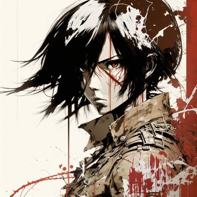 mikasa-ackerman-art-style-of-yoji-shinkawa