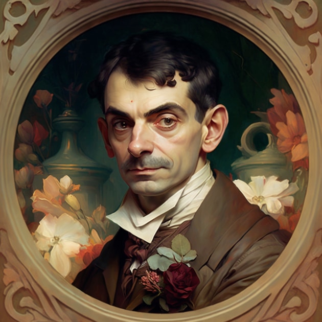 mr-bean-art-style-of-alphonse-mucha