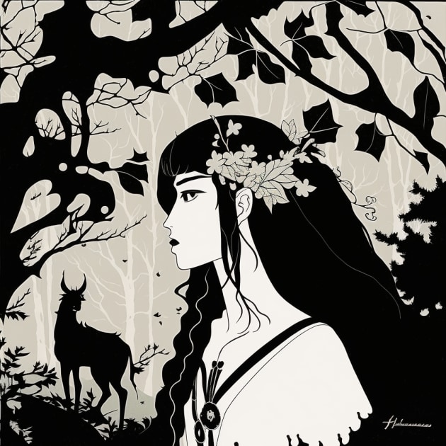 princess-mononoke-art-style-of-aubrey-beardsley