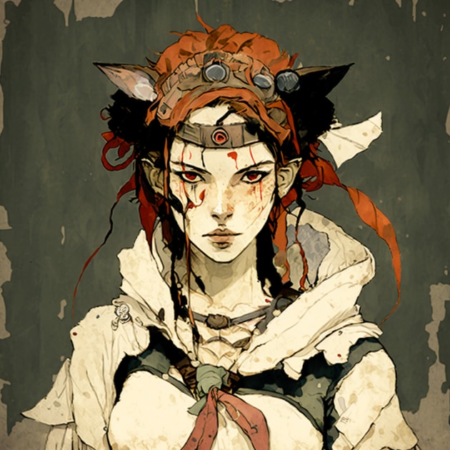 princess-mononoke-art-style-of-egon-schiele