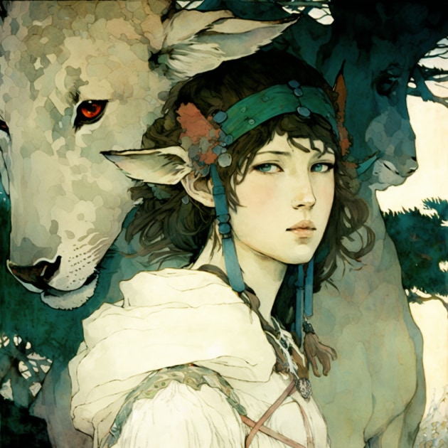 princess-mononoke-art-style-of-elizabeth-shippen-green