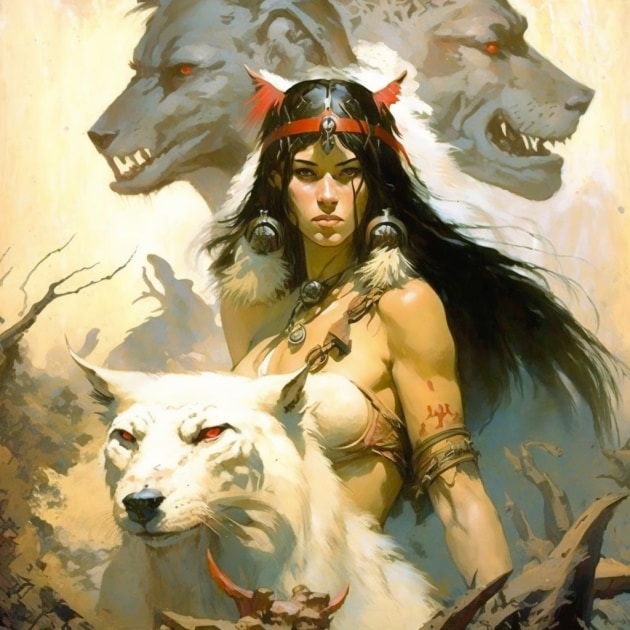 princess-mononoke-art-style-of-frank-frazetta