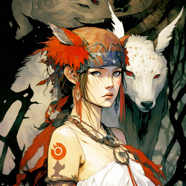 princess-mononoke-art-style-of-michael-kaluta