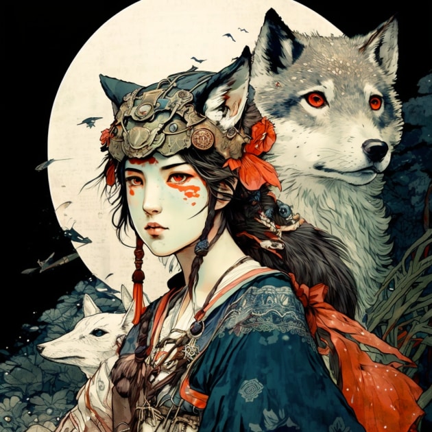 princess-mononoke-art-style-of-utagawa-kuniyoshi