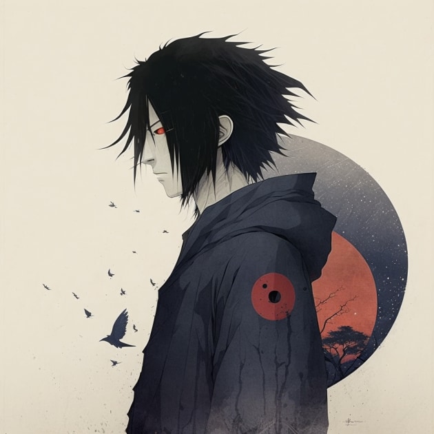 sasuke-uchiha-art-style-of-ohara-koson