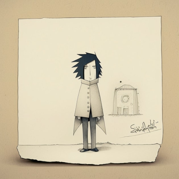 sasuke-uchiha-art-style-of-saul-steinberg