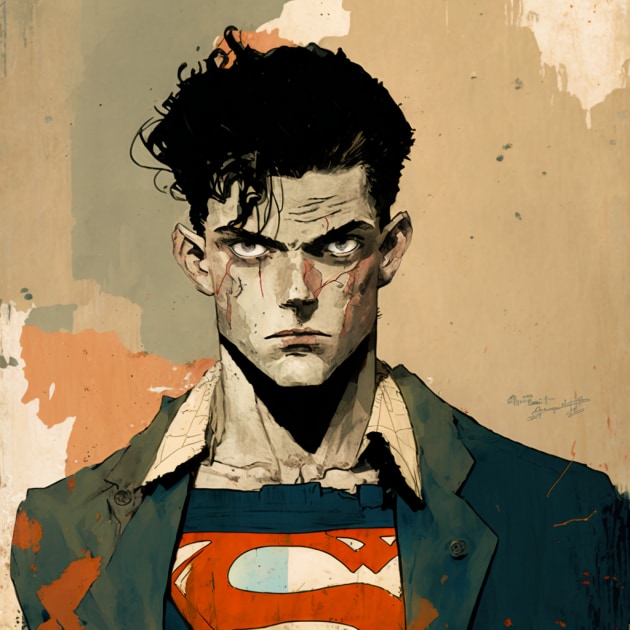 superman-art-style-of-egon-schiele