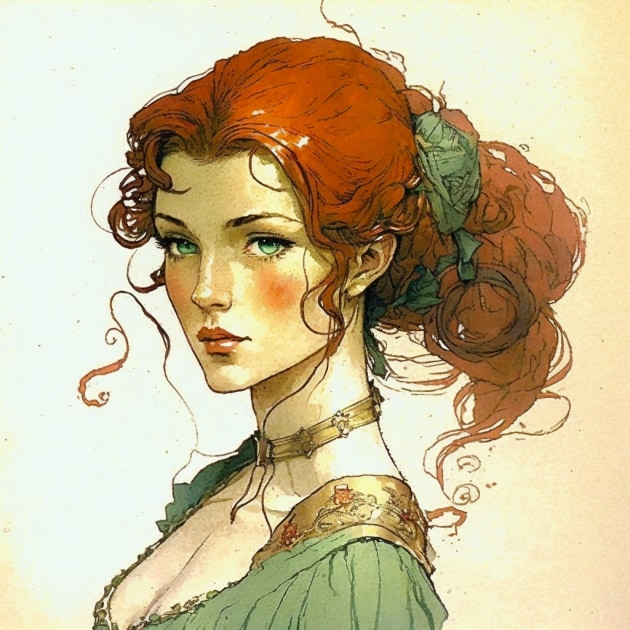 triss-merigold-art-style-of-warwick-goble