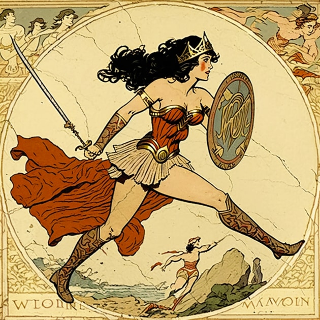 wonder-woman-art-style-of-randolph-caldecott