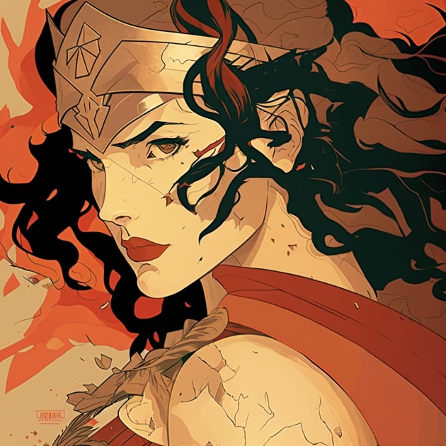 Wonder Woman in the Art Style of Satoshi Kon