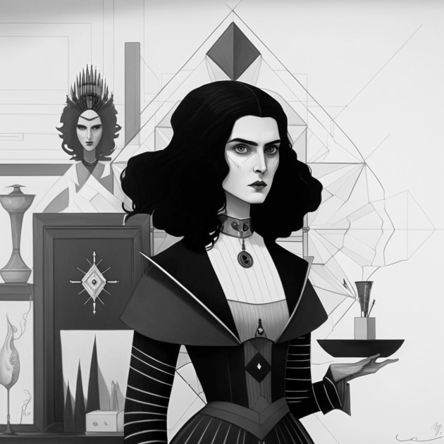 yennefer-art-style-of-saul-steinberg